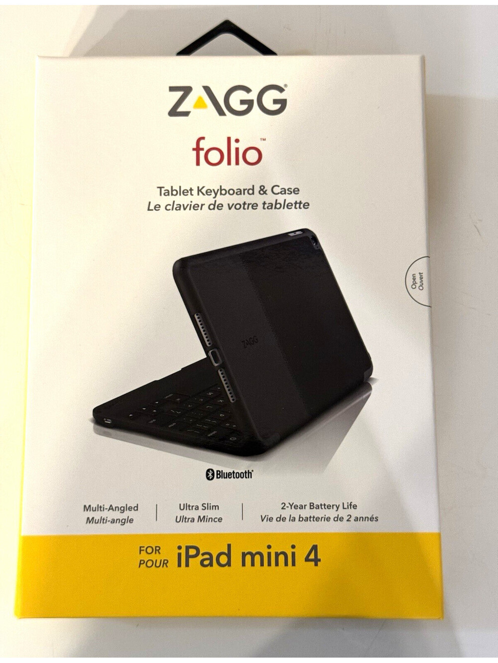ZAGG Folio Bluetooth Keyboard Case for Apple iPad Mini 4 Black w/ Box
